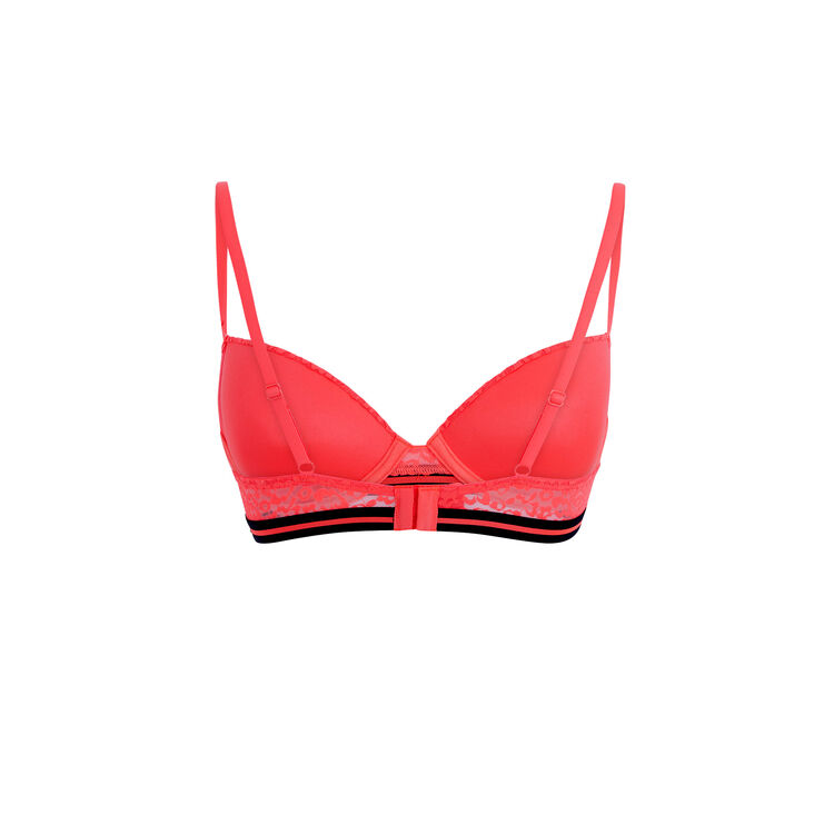 Sujetador de aumento coral fluo secretiz leopiz rosa.