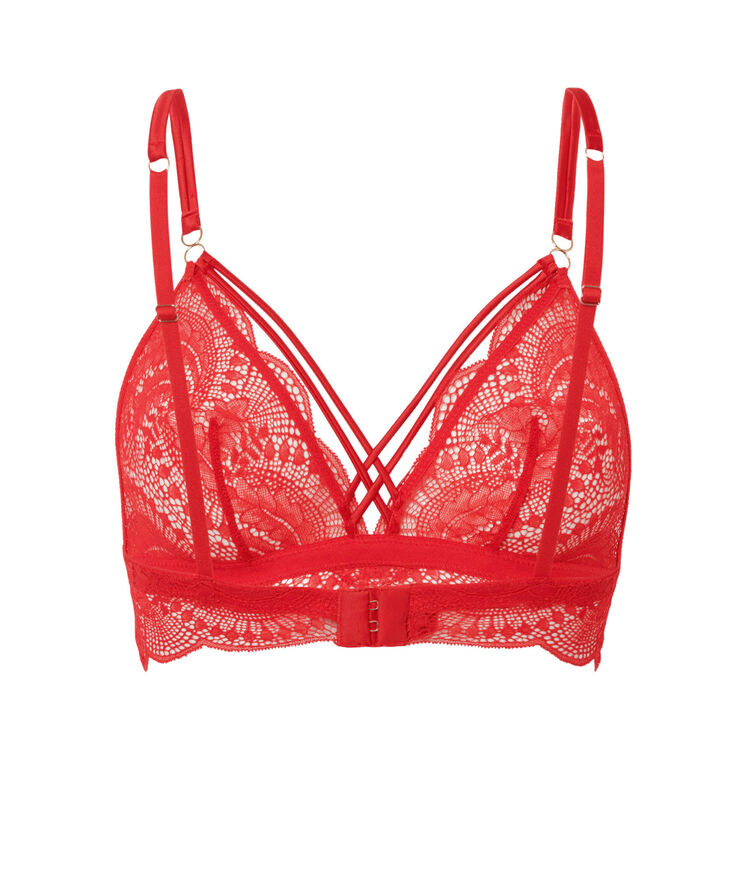 Sujetador triángulo de encaje con cintas satinadas - rojo rojo.