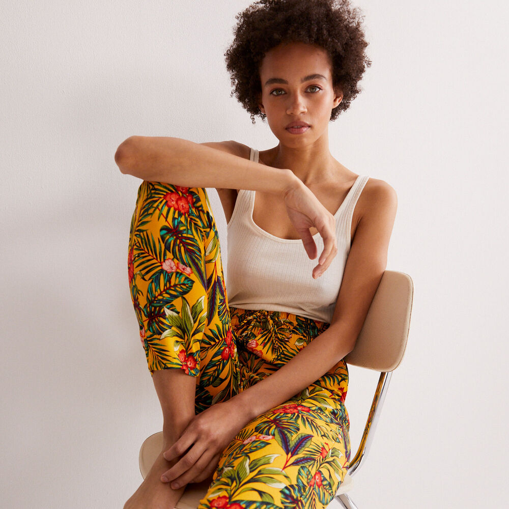 Pantalón con motivos tropicales - negro negro.
