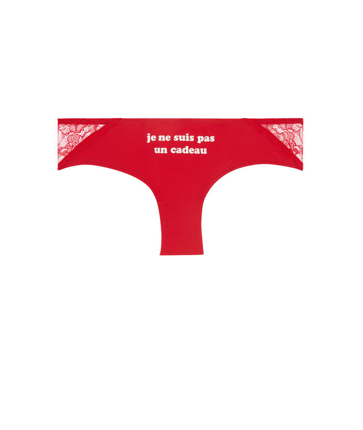 Culotte de satén con encaje de lazo beaucadidiz rojo.