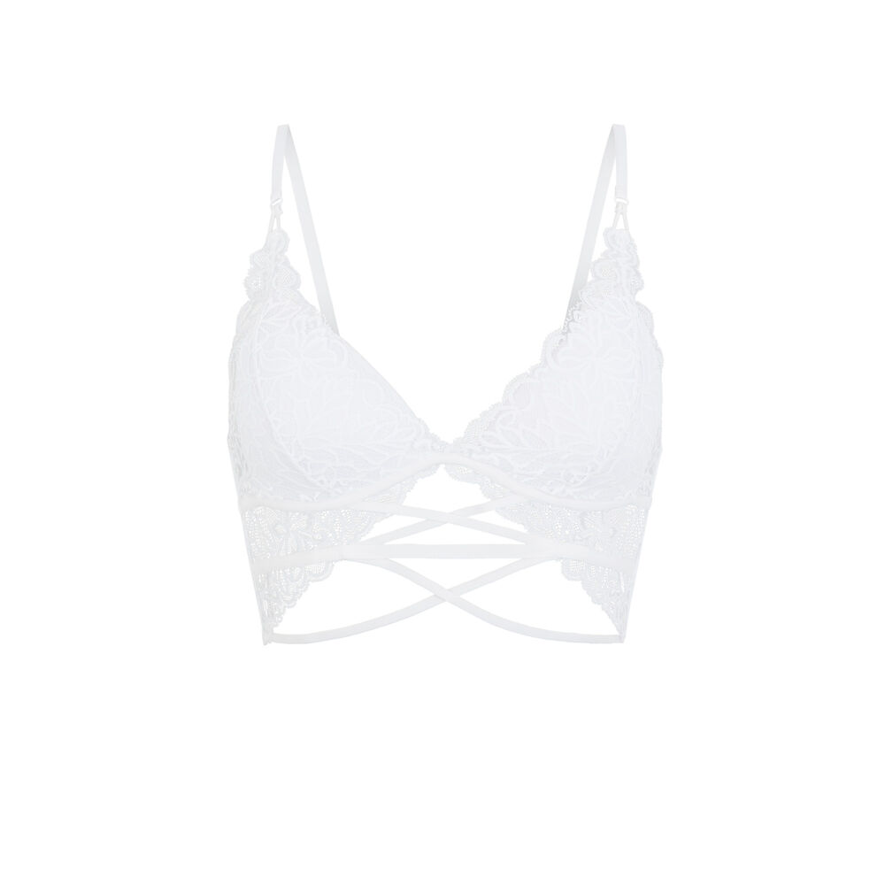 Sujetador triángulo push-up de encaje - blanco blanco.