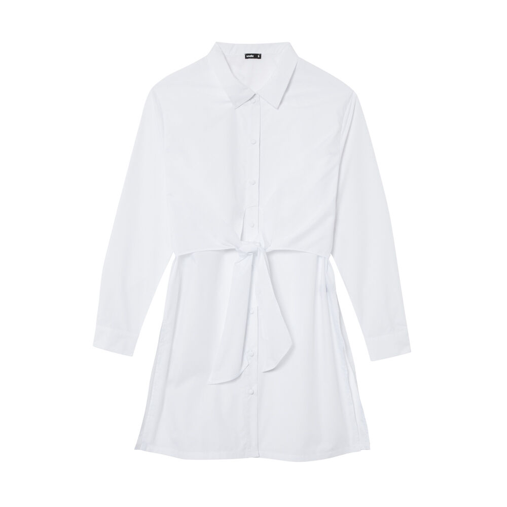 Vestido camisero de efecto anudado - blanco blanco.