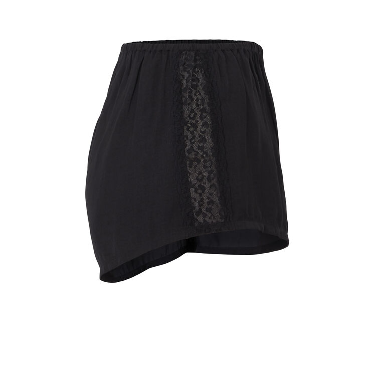 Shorts de satén con encaje acanalado newjimacquiz negro.