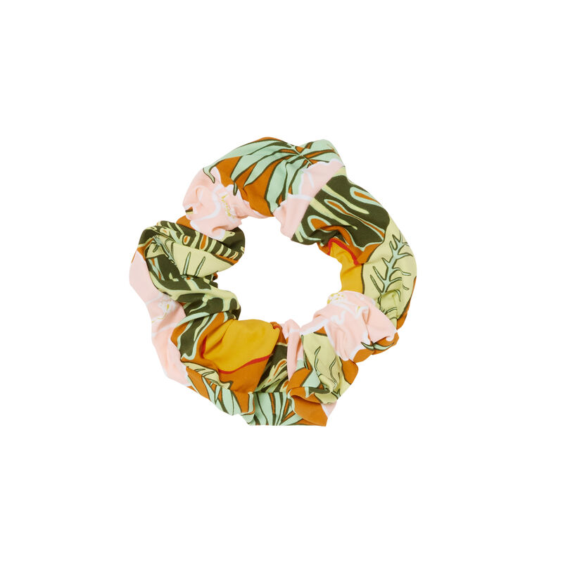 goma del pelo con estampado tropical - naranja goma del pelo con estampado tropical - naranja;