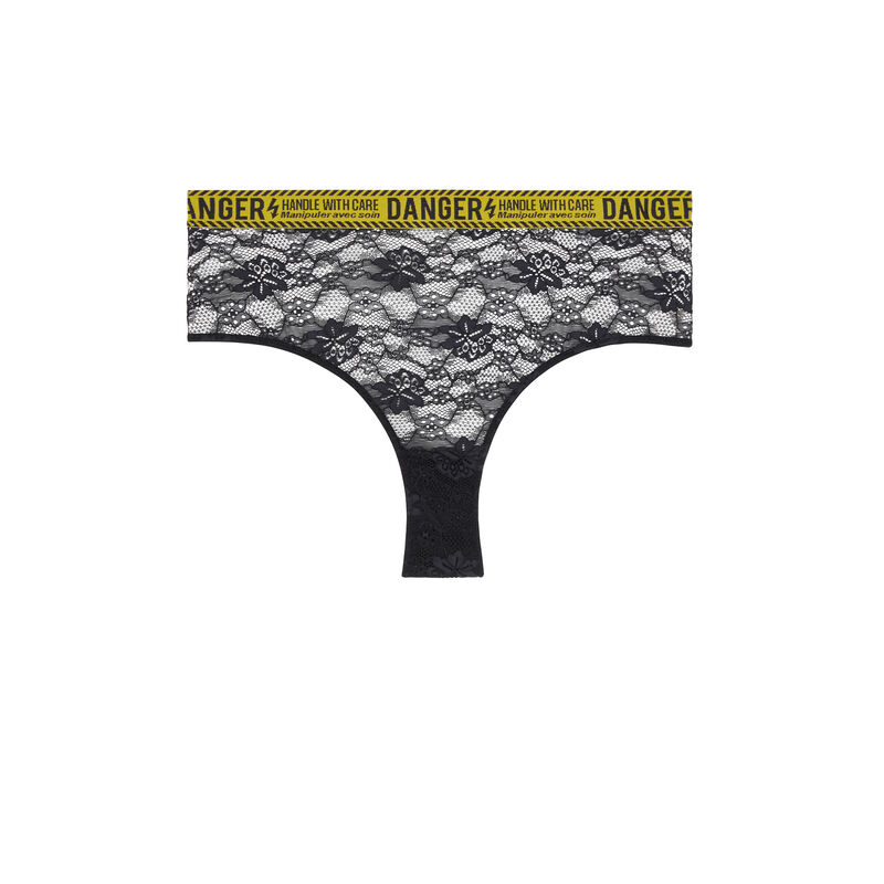 Braguita culotte de talle alto en encaje con detalle de banda elástica killbilliz noir.