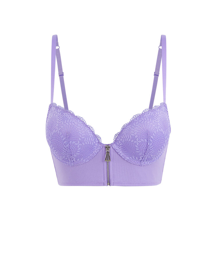 Sujetador corpiño push-up micro/encaje microribiz lavanda.