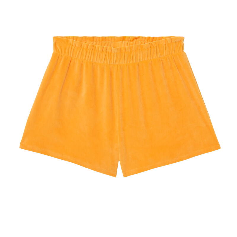 Shorts fruncidos en la cintura de terciopelo - naranja Shorts fruncidos en la cintura de terciopelo - naranja;