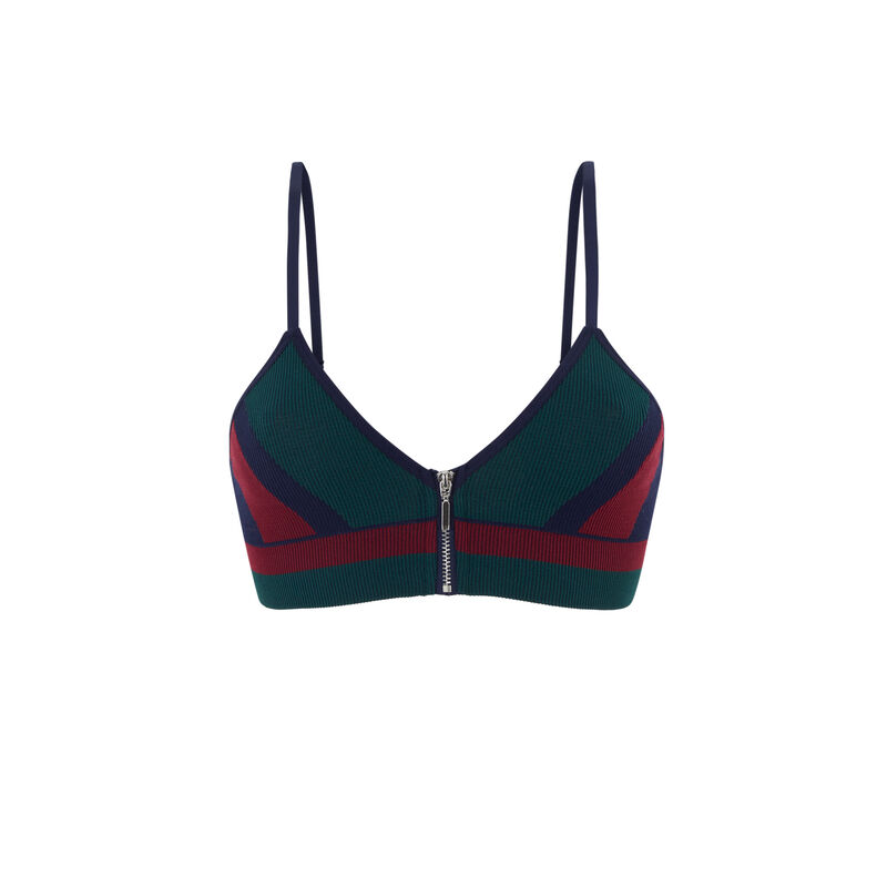 Sujetador triangular brassière sin aros con cremallera seamlessliz azul marino.