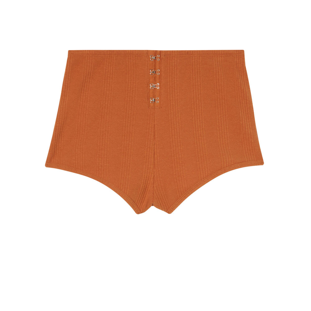 Shorts de punto con detalle de corsé - marrón marrón.