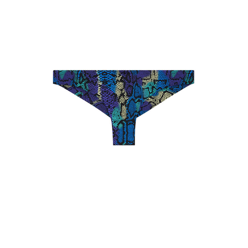Parte de abajo de bikini de braguita brasileña con estampado de serpiente - azul Parte de abajo de bikini de braguita brasileña con estampado de serpiente - azul;