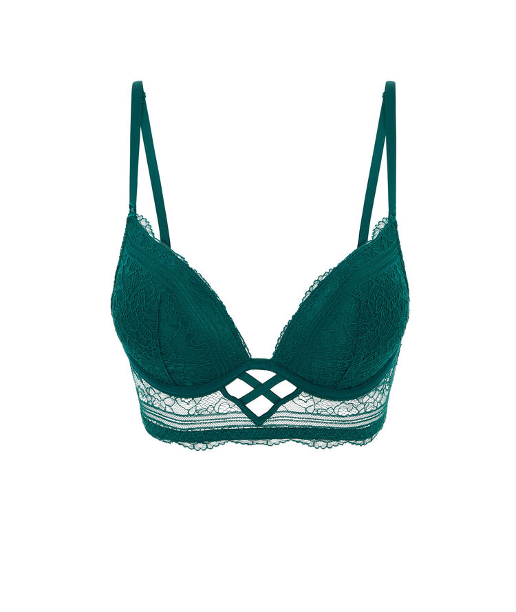 Sujetador en v push-up con encaje everydayiz verde.