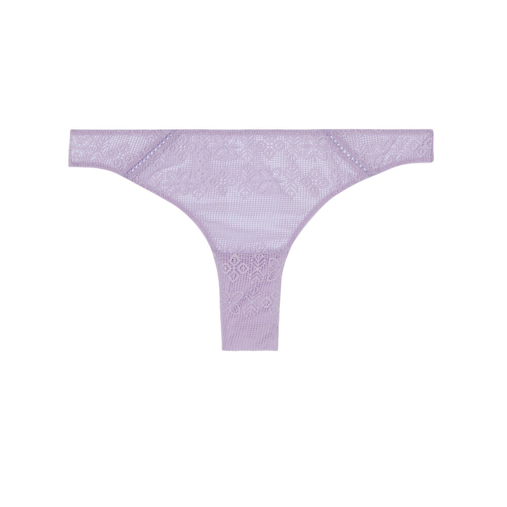 Braguita brasileña de encaje con detalle de cadena dorada - morada morado.