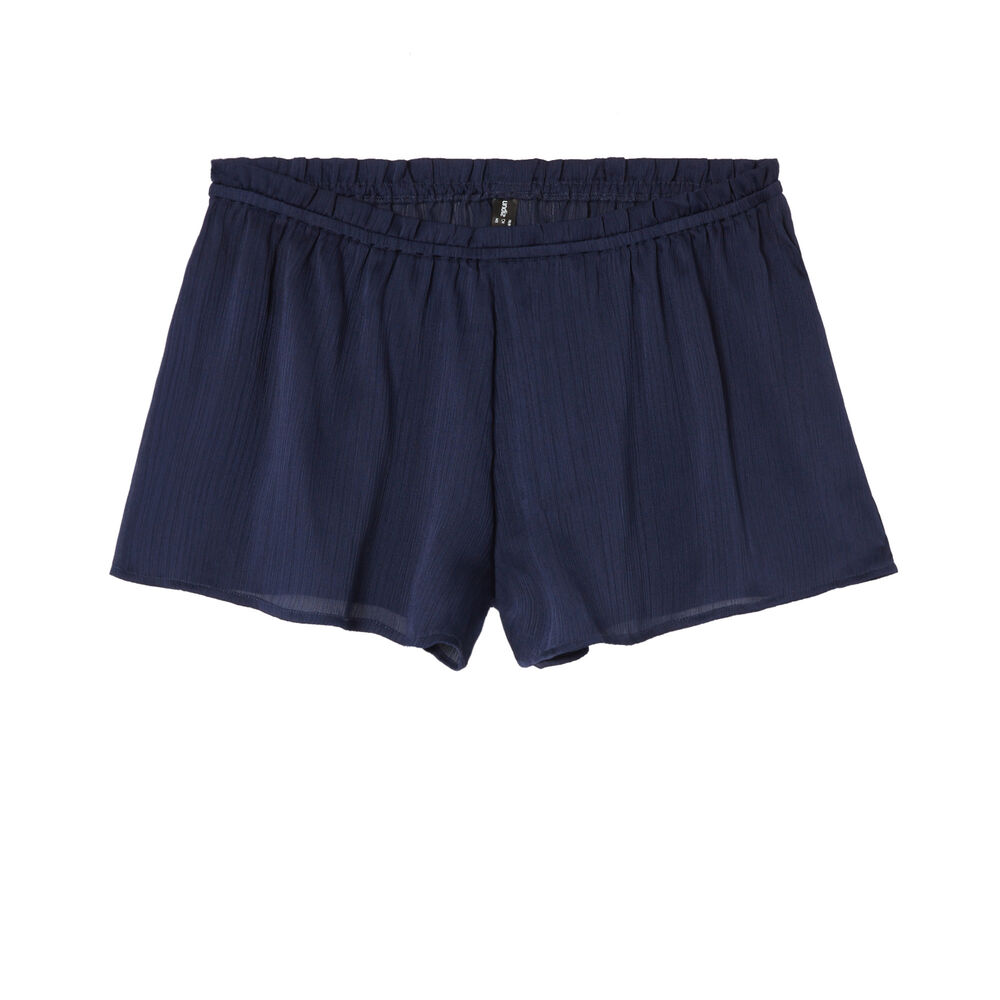 Shorts fluidos con volante - azul azul.
