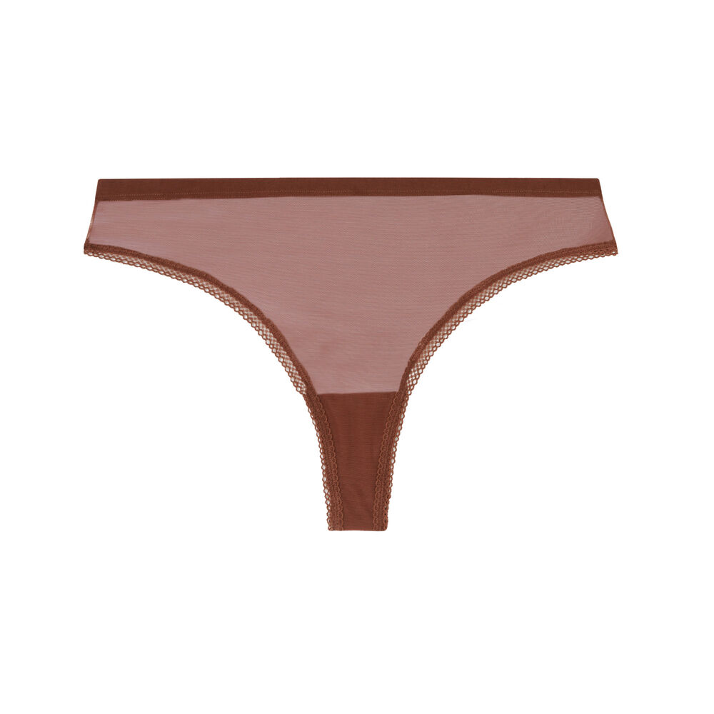 Tanga de tul liso - marrón marrón.