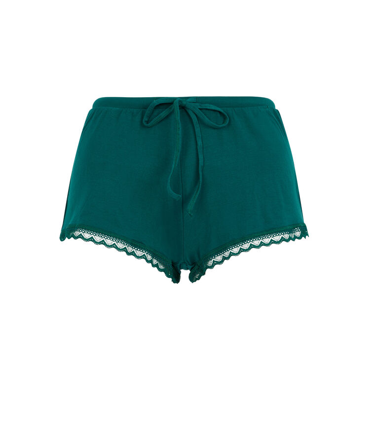 Shorts de punto con pieza de encaje vitamiz verde.
