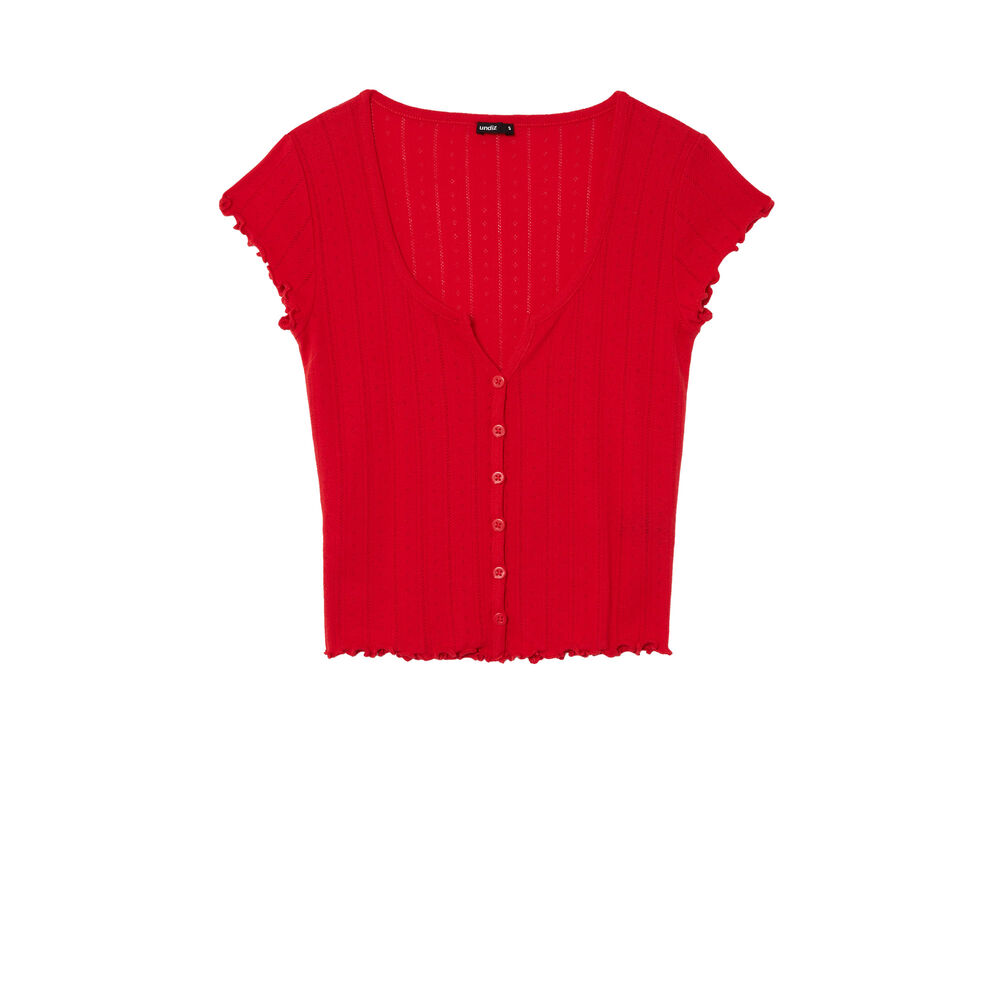 Top de manga corta de punto con puntitos - rojo rojo.
