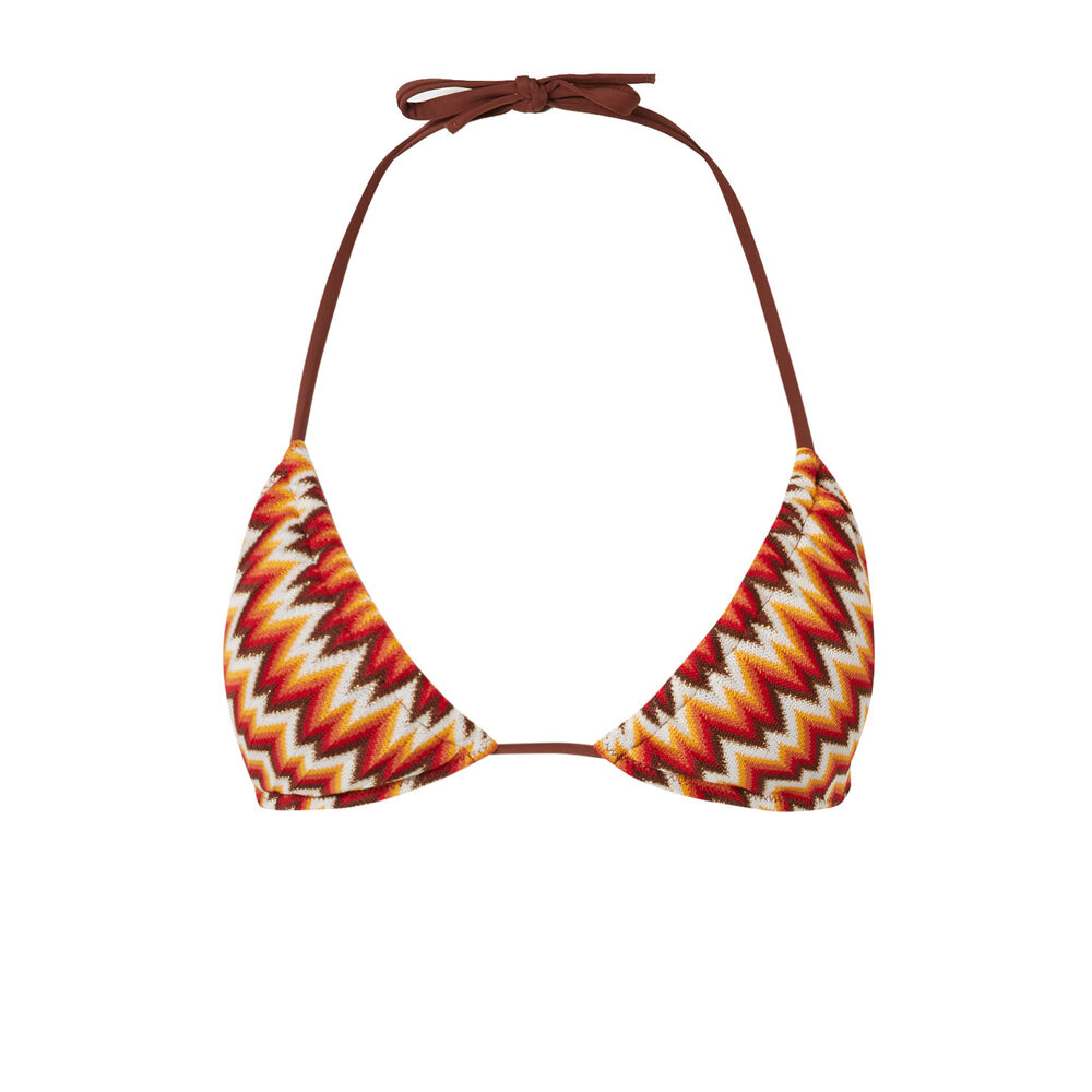 Parte de arriba de bikini de triángulo de ganchillo - multicolor orange.