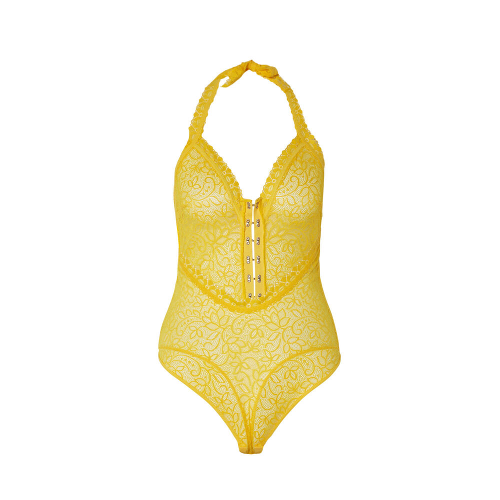 Body sin espalda con detalles en el escote - amarillo amarillo.