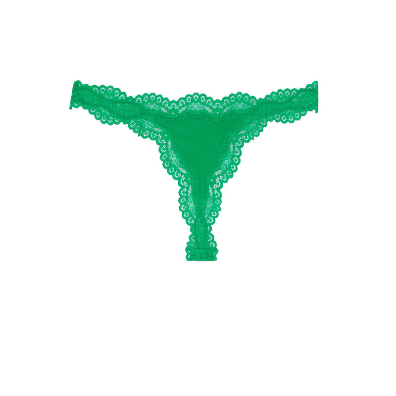 tanga liso con bordes de encaje - verde tanga liso con bordes de encaje - verde;