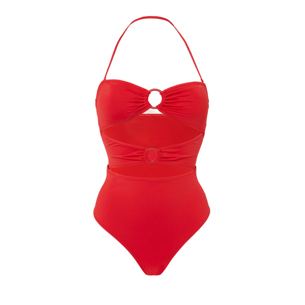 Bañador de 1 pieza con escote anillas - rojas rojo.