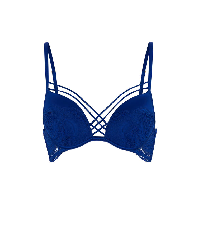Sujetador push-up de encaje con cintas satinadas - negro negro.