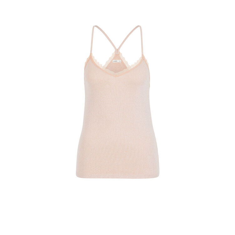 Top de punto brillante con finos tirantes luximiz rosa.