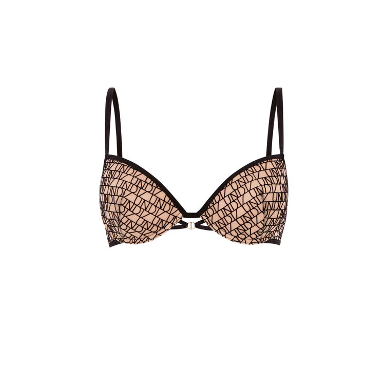 Soutien-gorge ampliforme tulle floqué eliziz beige.