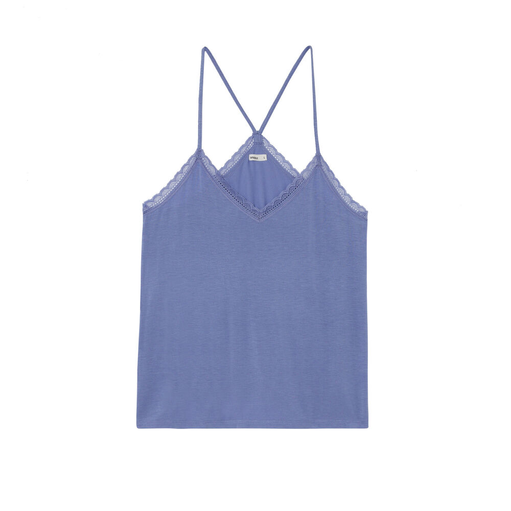 Top de punto con tirantes finos - azul azul.