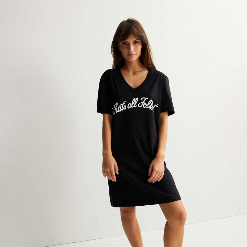 camiseta larga con estampado That's All Folks- negra camiseta larga con estampado That's All Folks- negra;