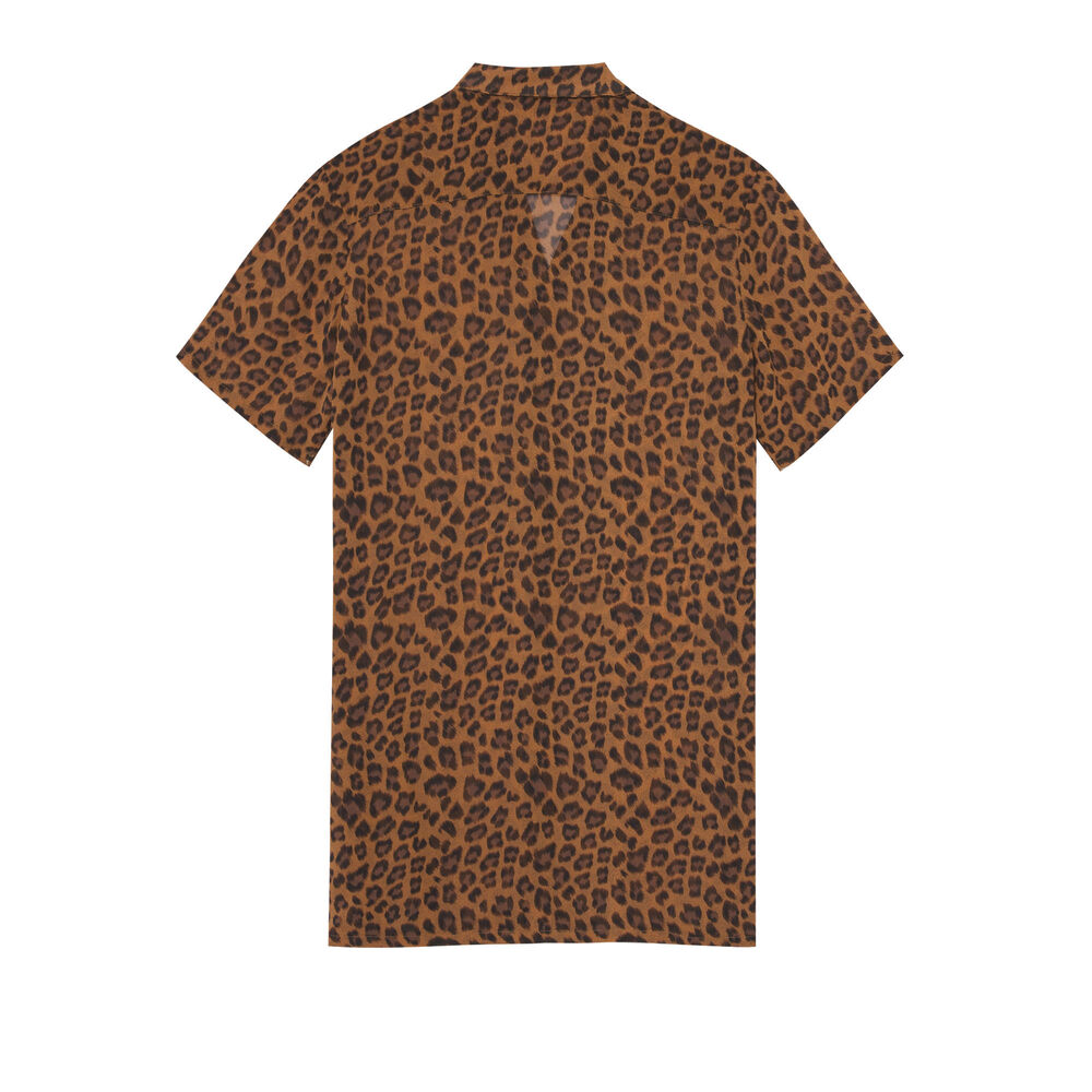 Camisa de playa con estampado de leopardo - marrón marrón.