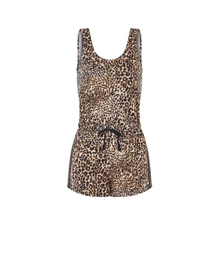 Mono corto de punto con estampado de leopardo leoversiz carne.