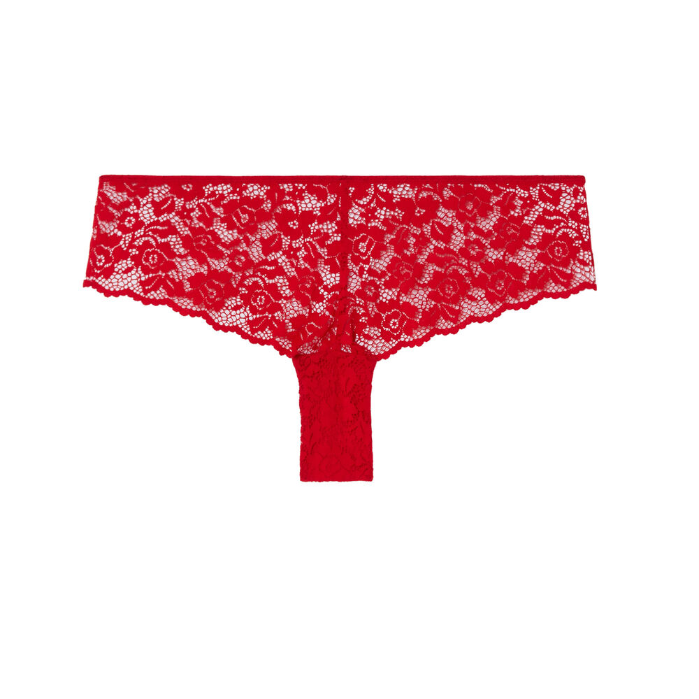 Braguita culotte de encaje de flores - roja rojo.