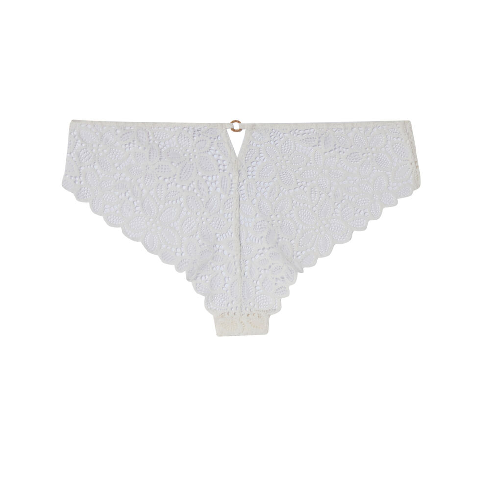 Braguita culotte de encaje con flores y detalle de aro - crudo crudo.