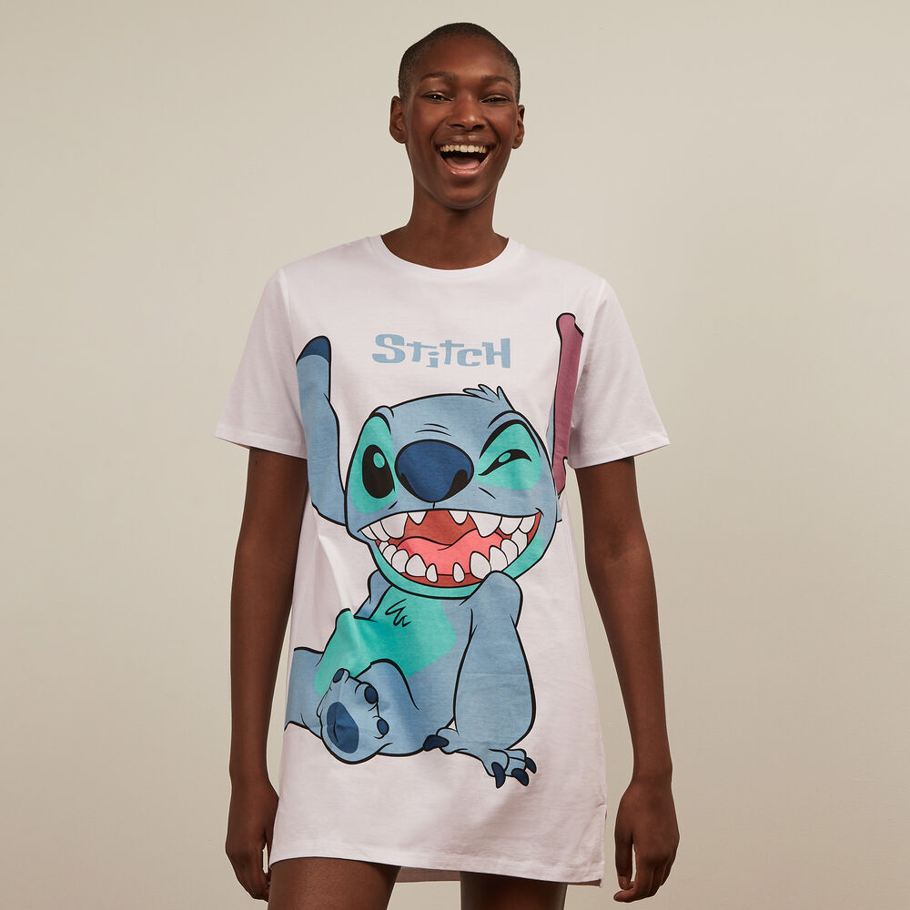 Camiseta larga stitch - blanca blanco.