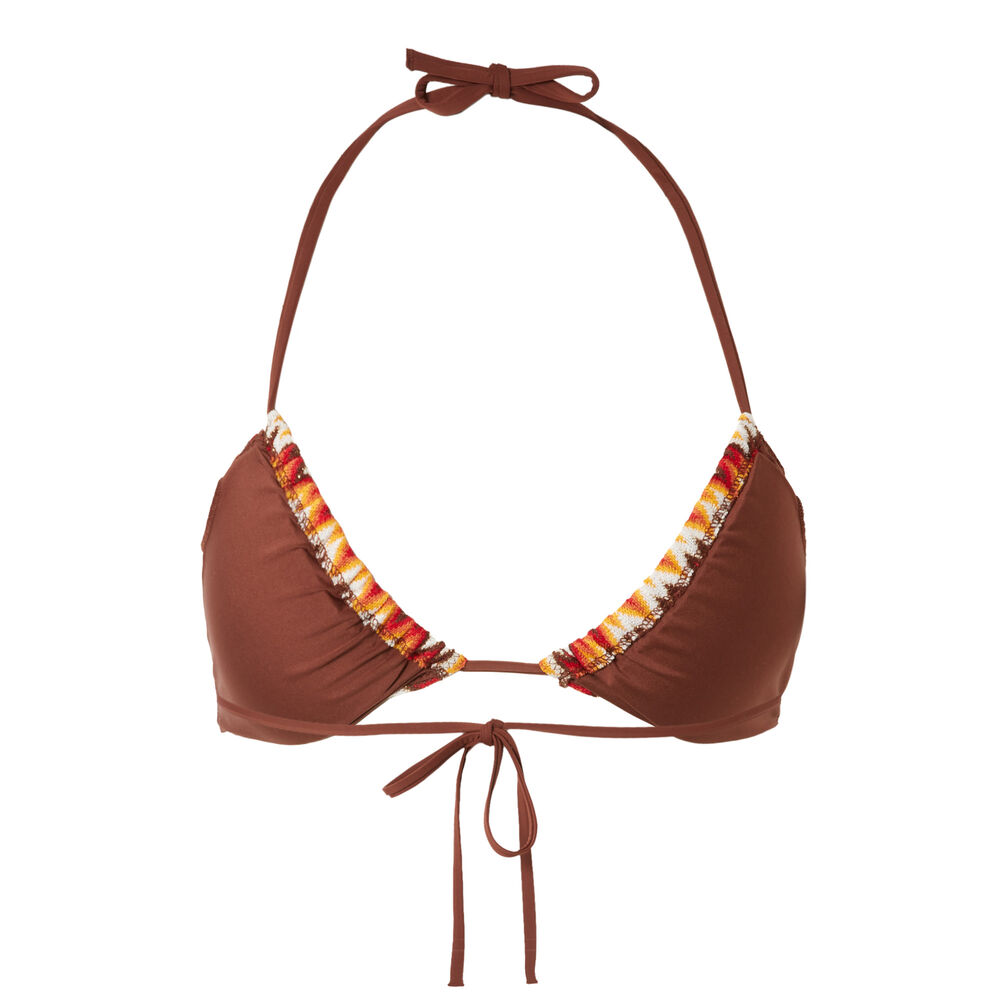 Parte de arriba de bikini de triángulo de ganchillo - multicolor orange.