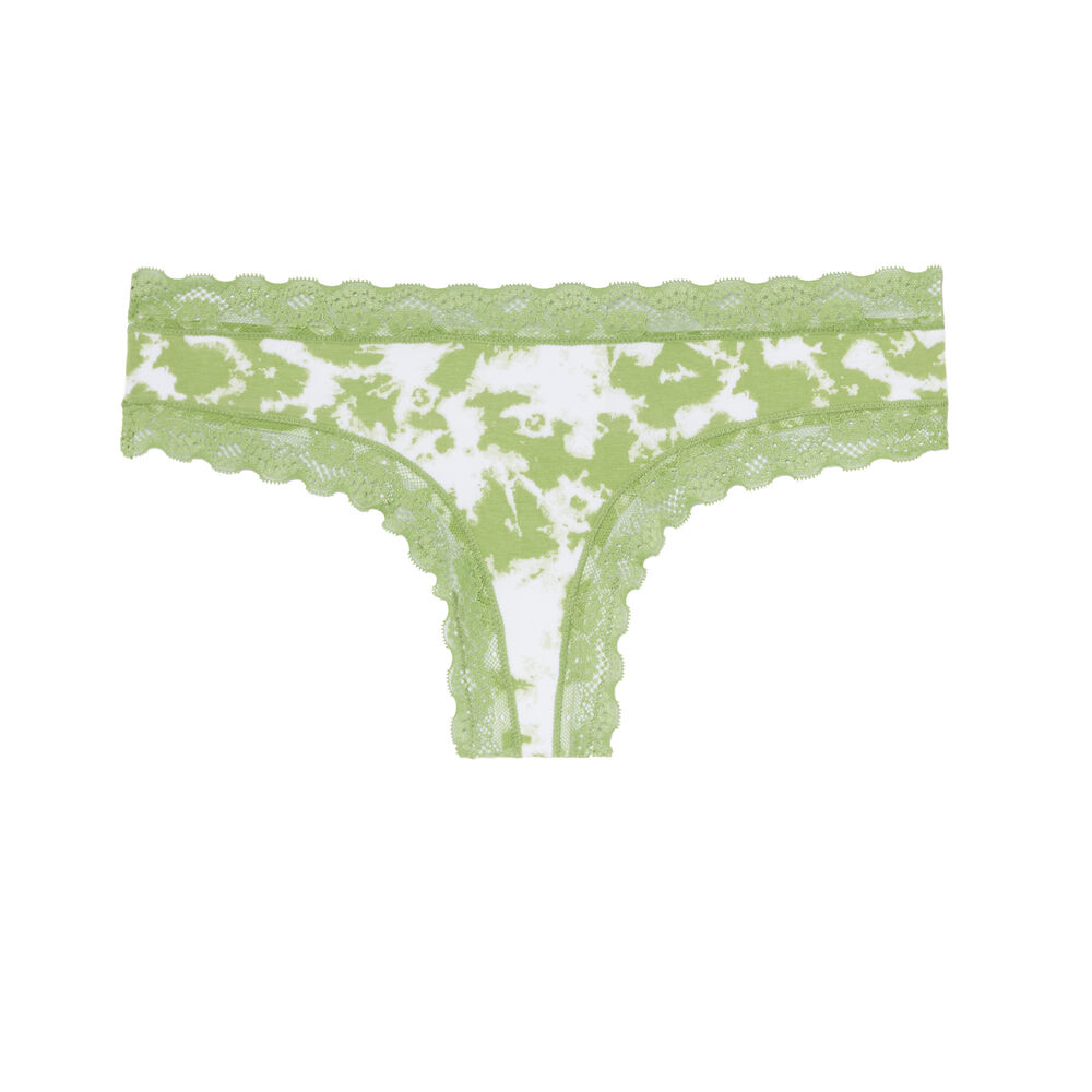 Braguita culotte de algodón tie and dye y encaje - verde verde.