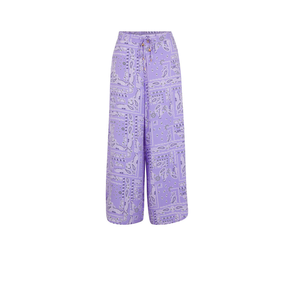 Pantalón ancho con estampado bandana - lila morado.