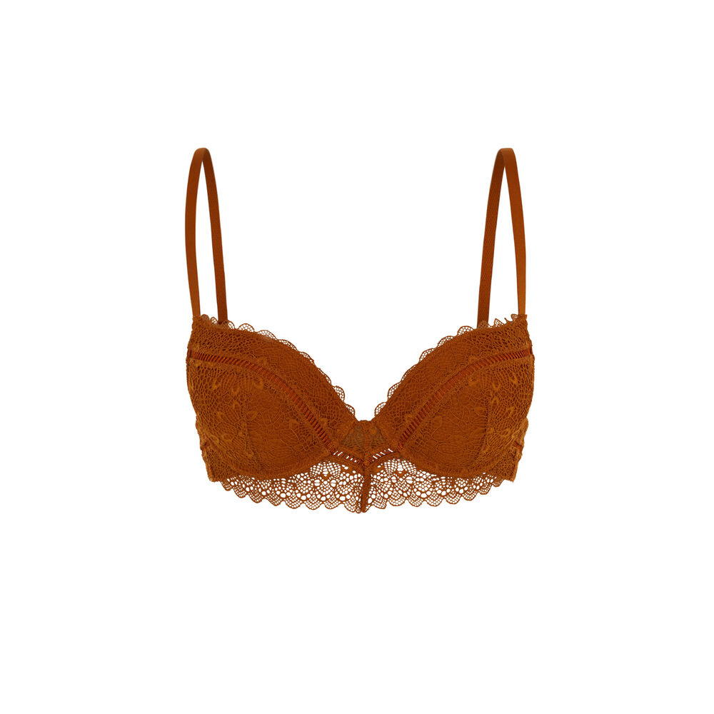 Sujetador ultra push-up de encaje - ocre marrón.