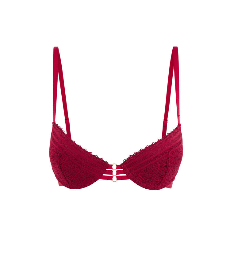 Sujetador push-up de encaje triasiz burdeos.