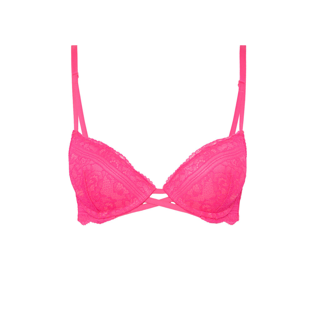 Sujetador push-up de encaje - rosa rosa.