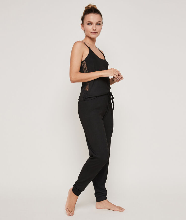 Pantalón de punto liso vertiliz negro.