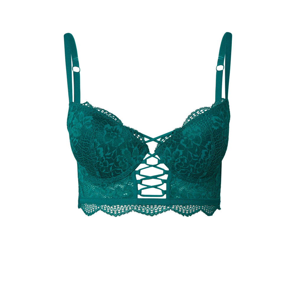 Sujetador corpiño push-up con escote entrelazado - verde verde.