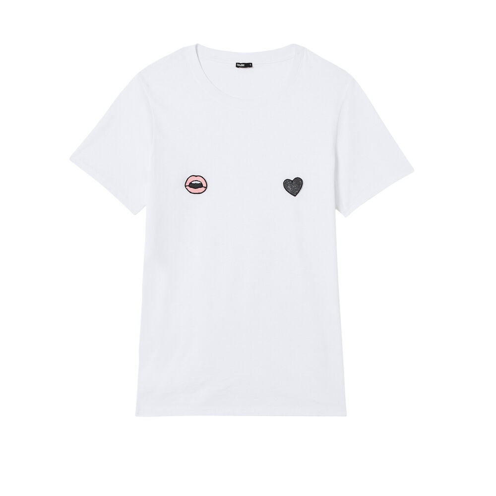 Top con estampado de corazones, flores o labios - blanco blanco.