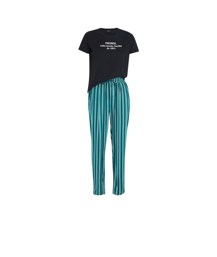 Conjunto de pijama top + pantalón con mensaje newanniz negro.
