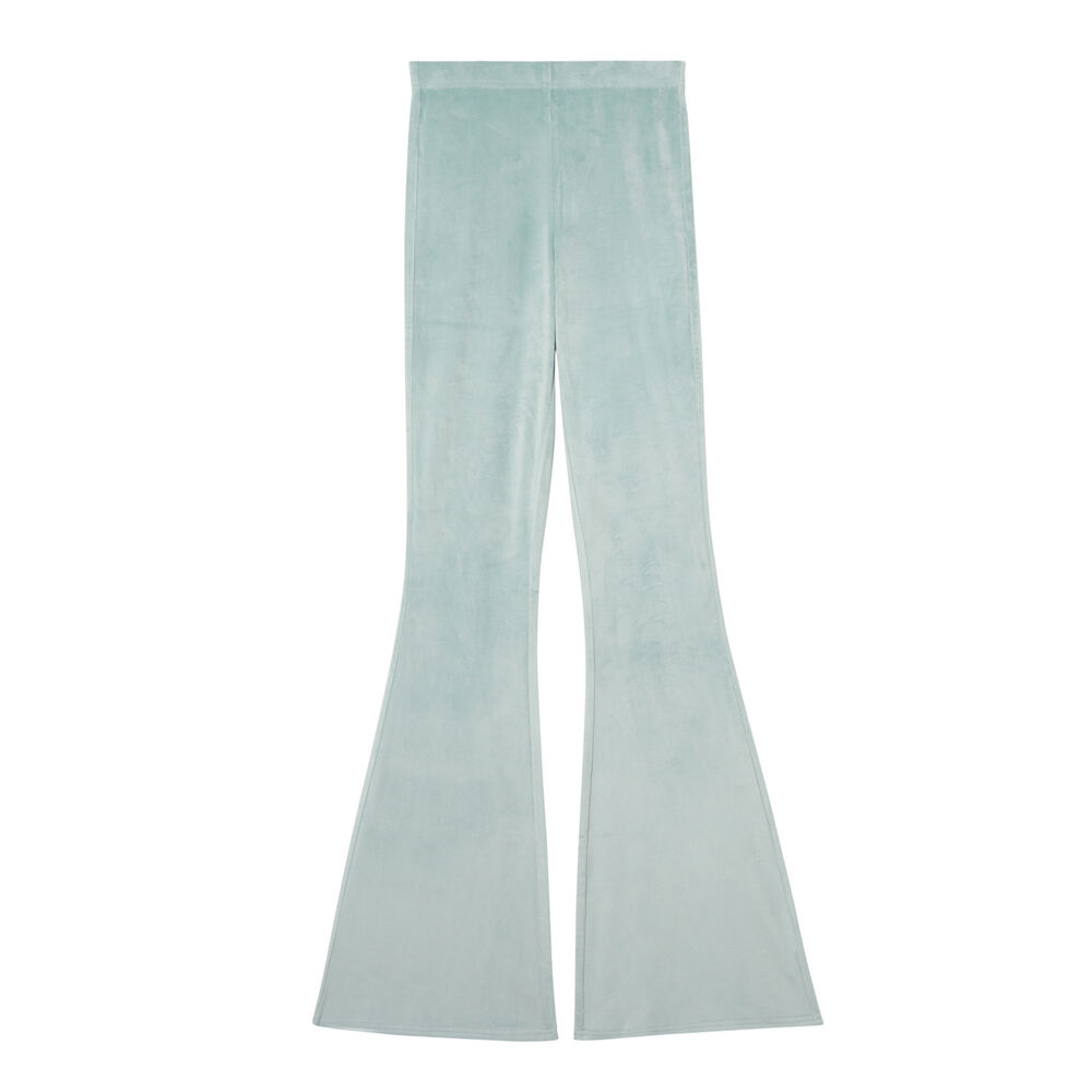 Pantalón de talle alto patas def de terciopelo - verde agua verde.