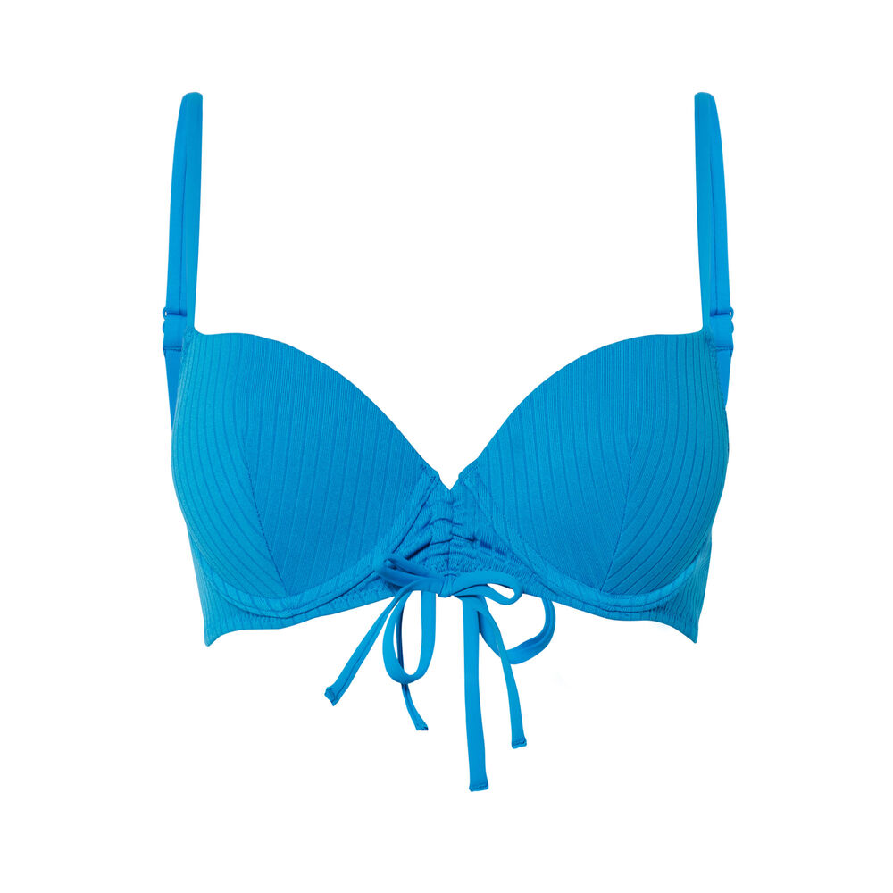 Parte de arriba de bikini push-up con detalle de cintas - azul azul.