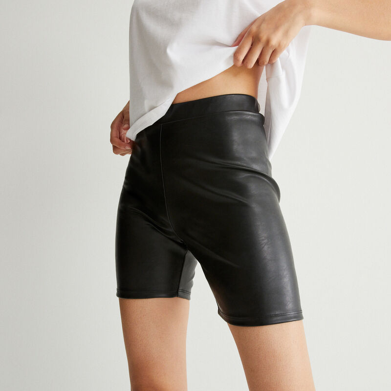 pantalón ciclista efecto piel - negro pantalón ciclista efecto piel - negro;