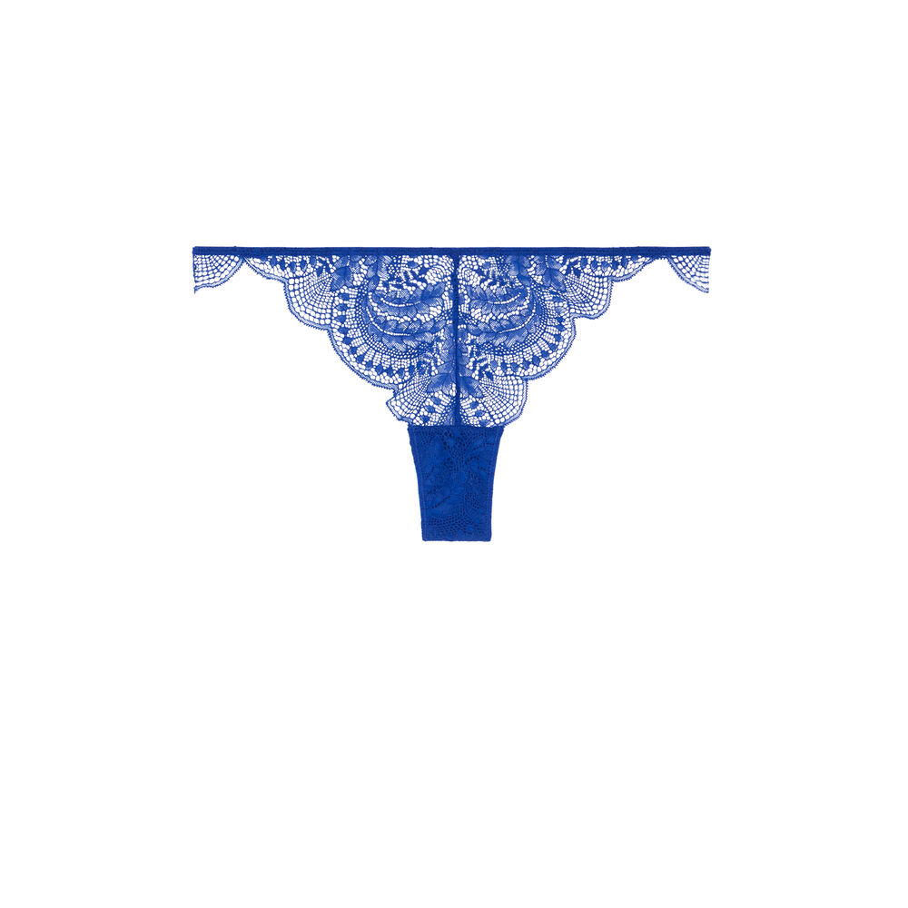 Sujetador push-up de encaje con cintas satinadas - azul real azul.