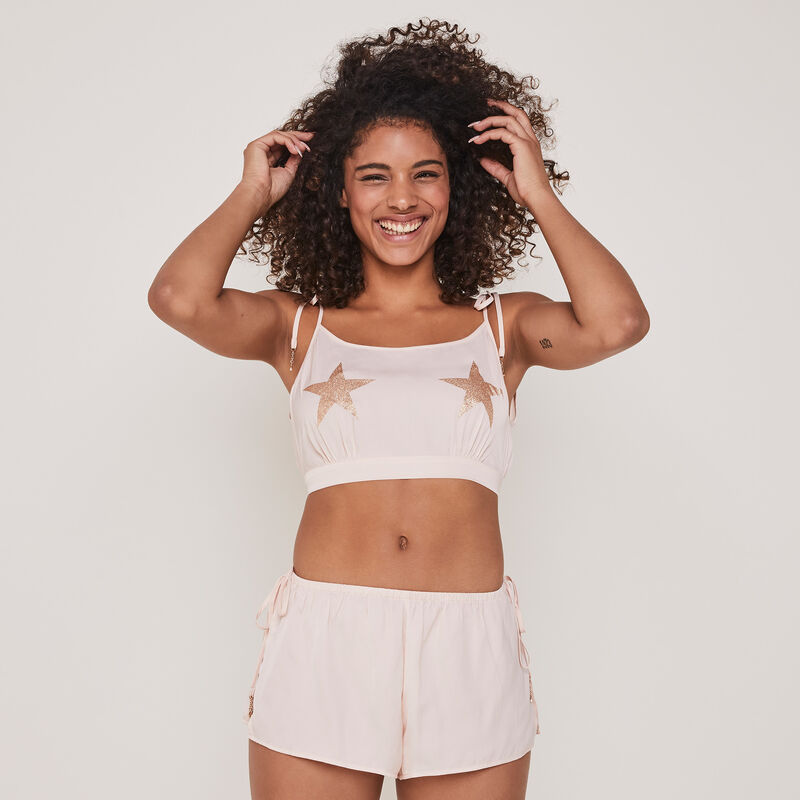 Shorts de satén con estampado de estrellas satistarsiz Shorts de satén con estampado de estrellas satistarsiz;