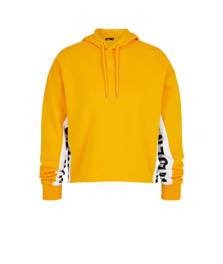 Sudadera con capucha y bandas laterales hellovibiz azafrán.